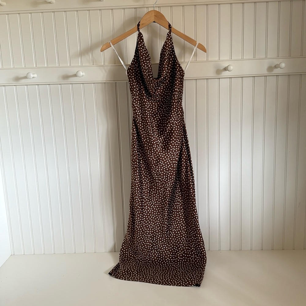 Lovers and friends maxi halter dress. Brown with whit polka dots. Worn once!
